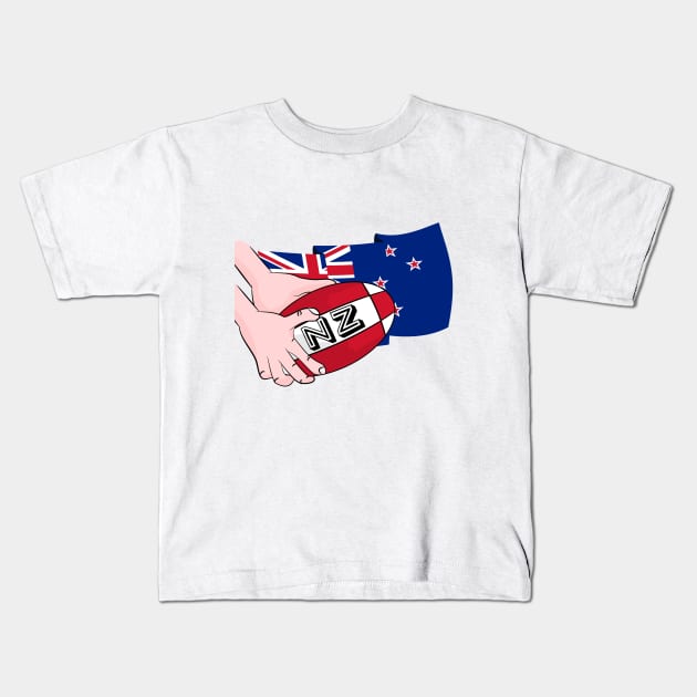 Rugby Ball New Zealand Kids T-Shirt by mailboxdisco